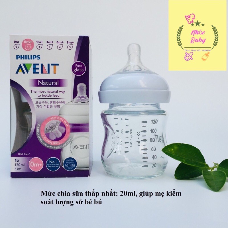 Bình sữa Avent thủy tinh size 120ml