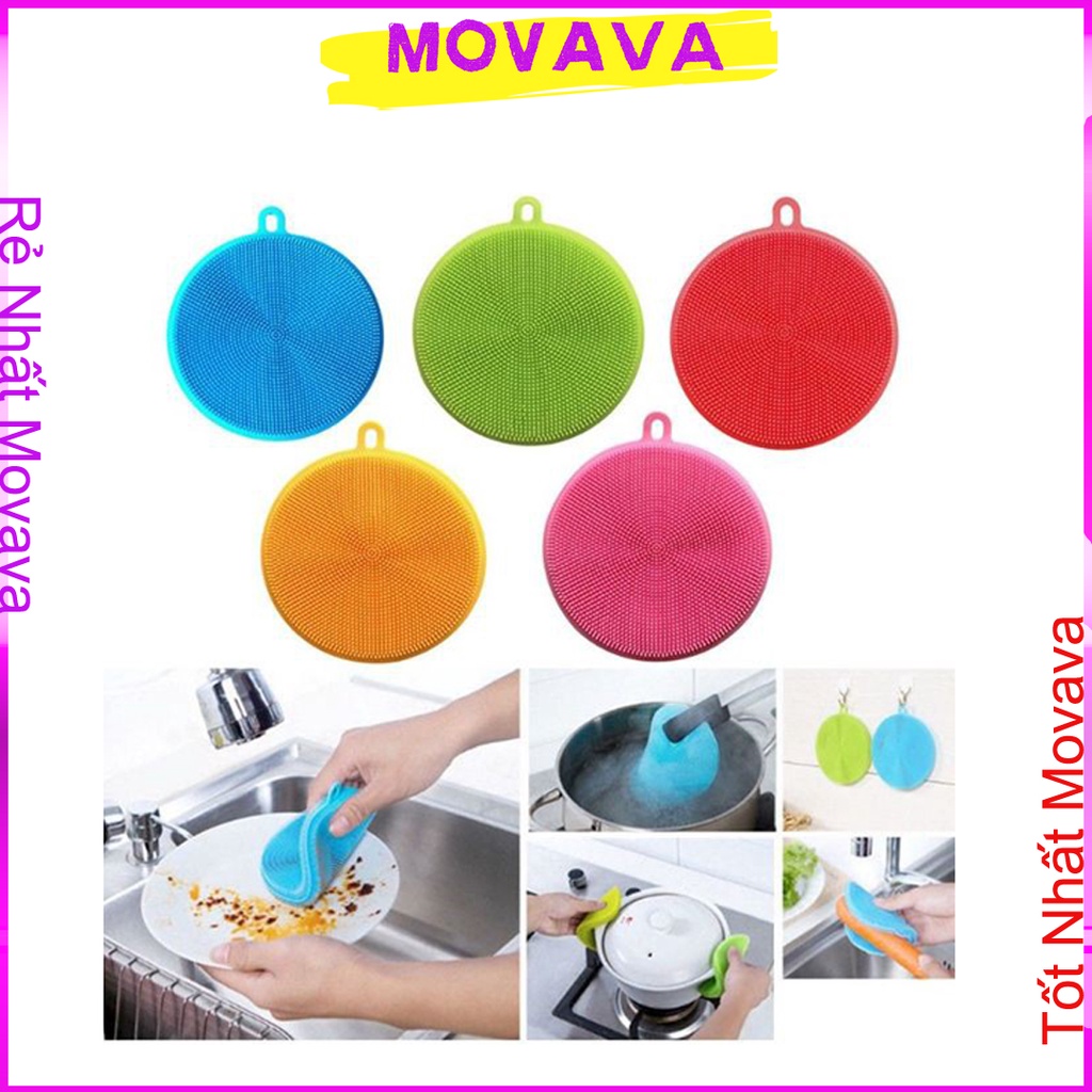 Miếng rửa bát 2 mặt silicon và bọt biển đa năng hỗ trợ nhà bếp hiệu quả shop Movava - MRB1