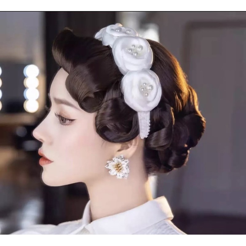 Bờm cô dâu viền hoa nhuỵ trai
