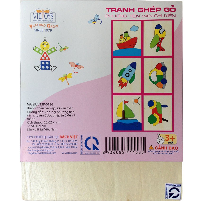 Đồ chơi giáo dục Việt For Kids - Tranh ghép 20x25 MG02 ván ép - Tàu Thuỷ - VT3P-0126-77