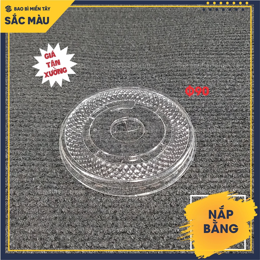 Sỉ 50 Nắp Bằng Pet 90 - 93 - 95 - 98 - 106 - 117 Nắp Ly Trà Sữa Cà Phê Nước Ép