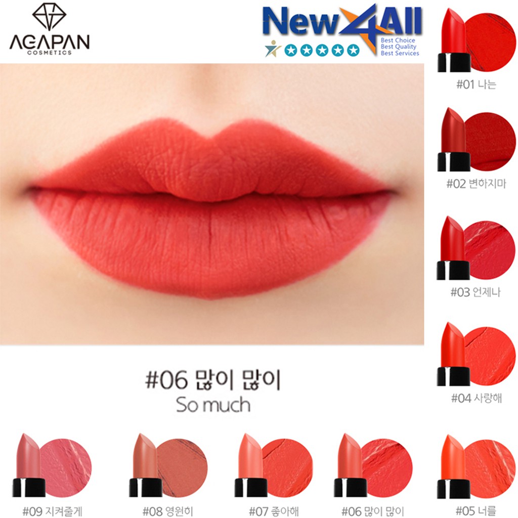 Son thỏi Agapan #2 Pit A Pat Never Change Lipstick + Tặng 01 cặp móc khóa đôi (Tone đỏ gạch trầm lắng)