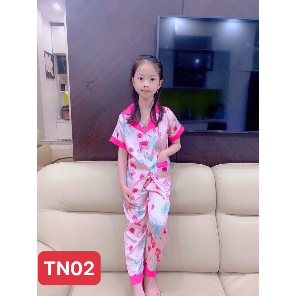 Bộ Đồ Ngủ Pijama Chất Lụa Satin Mềm Mạị Cho Bé Trai Và Bé Gái Từ  | Size Từ 15-45kg .