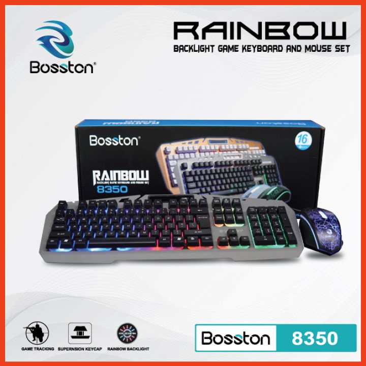 Bàn Phím Kèm Chuột Giả Cơ Bosston 8350 Gaming Có Dây Tích Hợp LED Dùng Cho Laptop Và PC