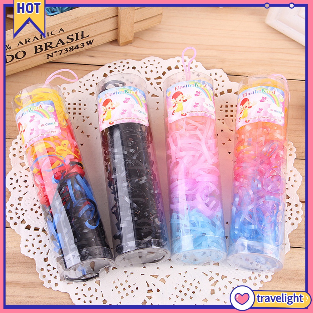 Set 220 dây buộc tóc co giãn nhiều màu dùng một lần cho bé gái