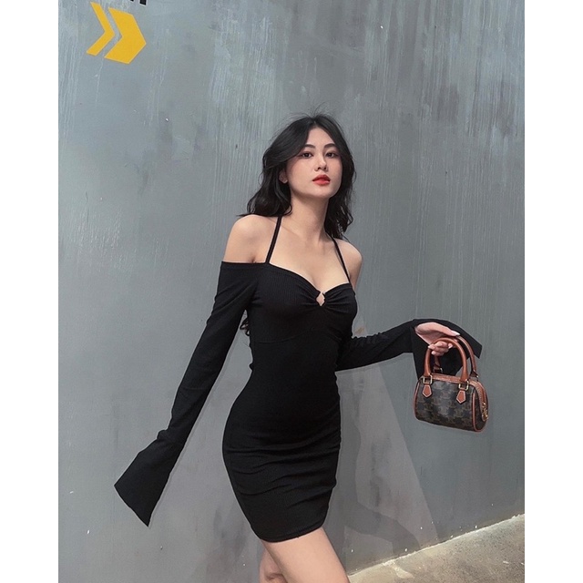 Đầm tay dài khoen