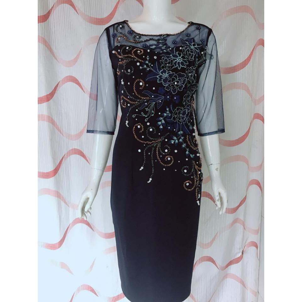 đầm trung niên đính pha lê thiết kế cao cấp