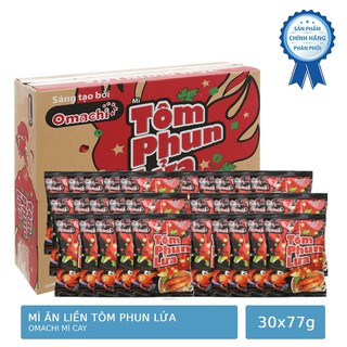 Thùng 30 Gói Mì Tôm Omachi Siêu Cay Tôm Phun Lửa 77g