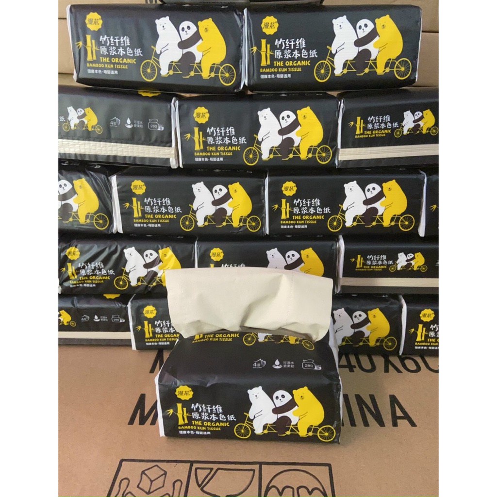 Tách Lẻ 1 gói Giấy Ăn Gấu Trúc MANHUA Hàng Siêu Dai 4 Lớp