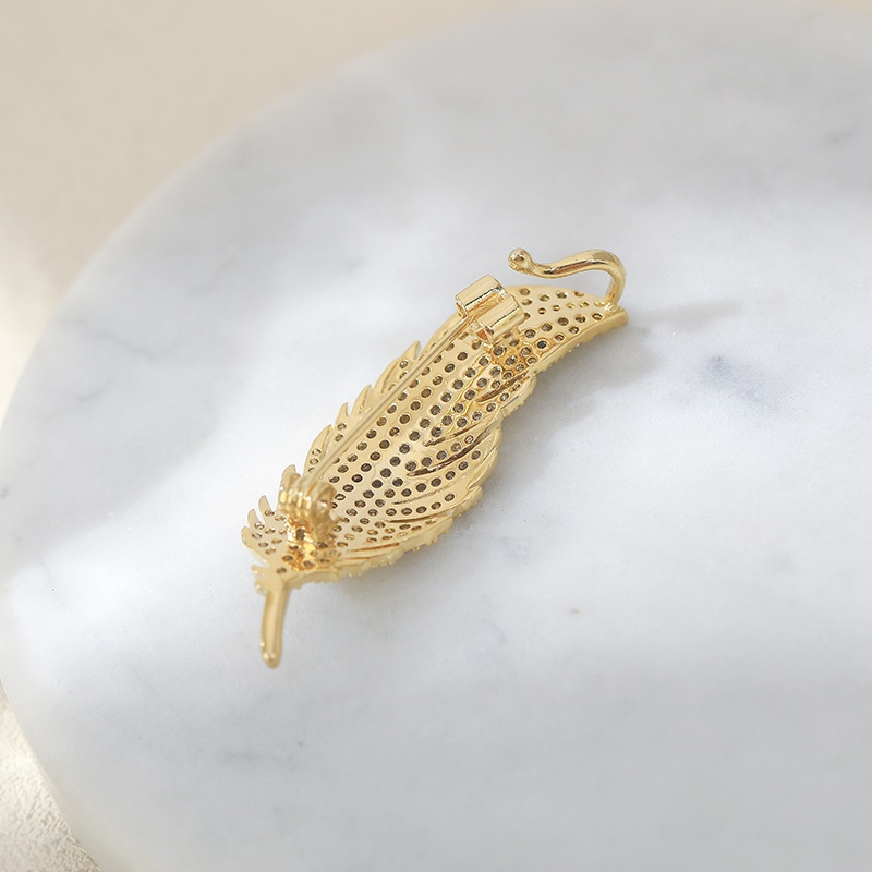 [Jiudoulan] Trâm Cài Áo Hình Lông Vũ Đính Kim Cương Độc Đáo Thời Trang Hàn Quốc Cho Nữ