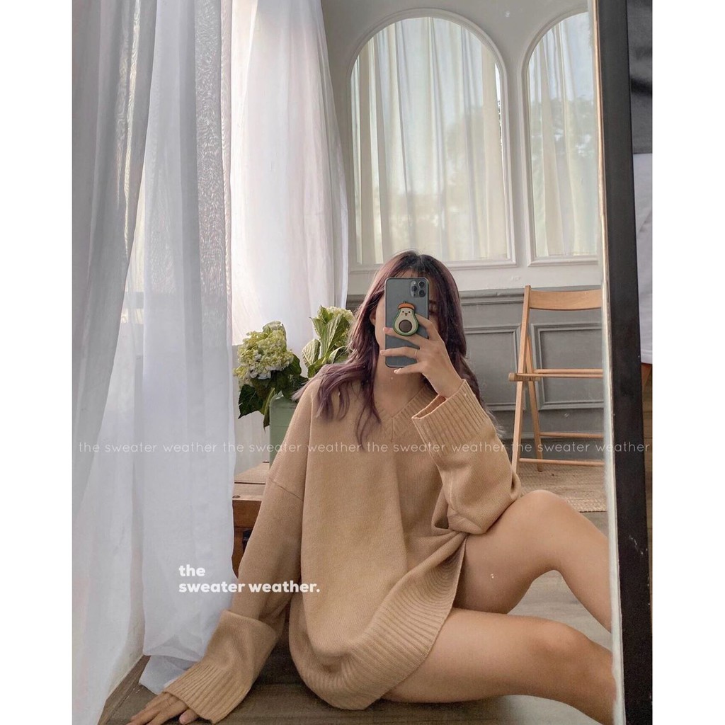 Áo len cổ v oversize AL8 | BigBuy360 - bigbuy360.vn