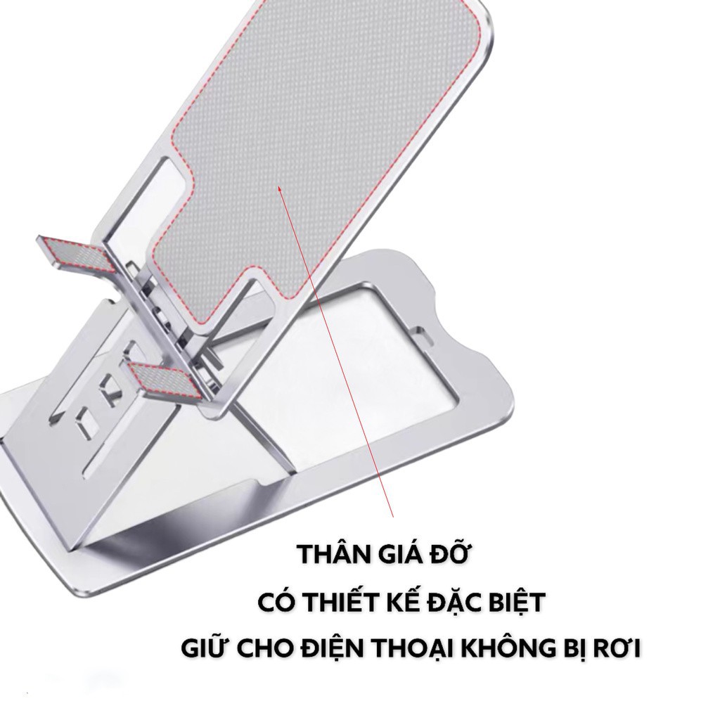 Giá đỡ điện thoại Ipad máy tính bảng bằng kim loại chắc chắn có thể gập gọn với 7 mức điều chỉnh