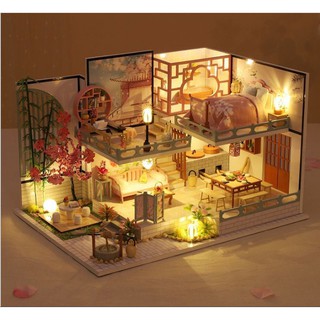 Mô hình nhà gỗ DIY- Biệt thự Hồng Đào