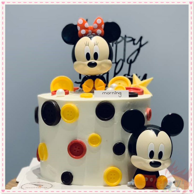 DISNEY Set 2 Mô Hình Chuột Mickey &amp; Minnie Trang Trí Bánh