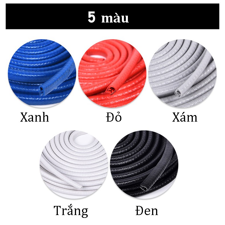 Gioăng U lõi thép cuộn 5 MÉT chống trầy cửa xe cốp capo 5 màu trang trí thời trang