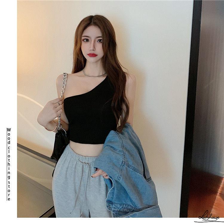 Áo Crop Top Hai Dây Màu Trơn Dáng Ôm Không Tay Màu Đen / Xanh Dương / Trắng / Hồng Dành Cho Bạn Nữ Mặc Vào Mùa Hè