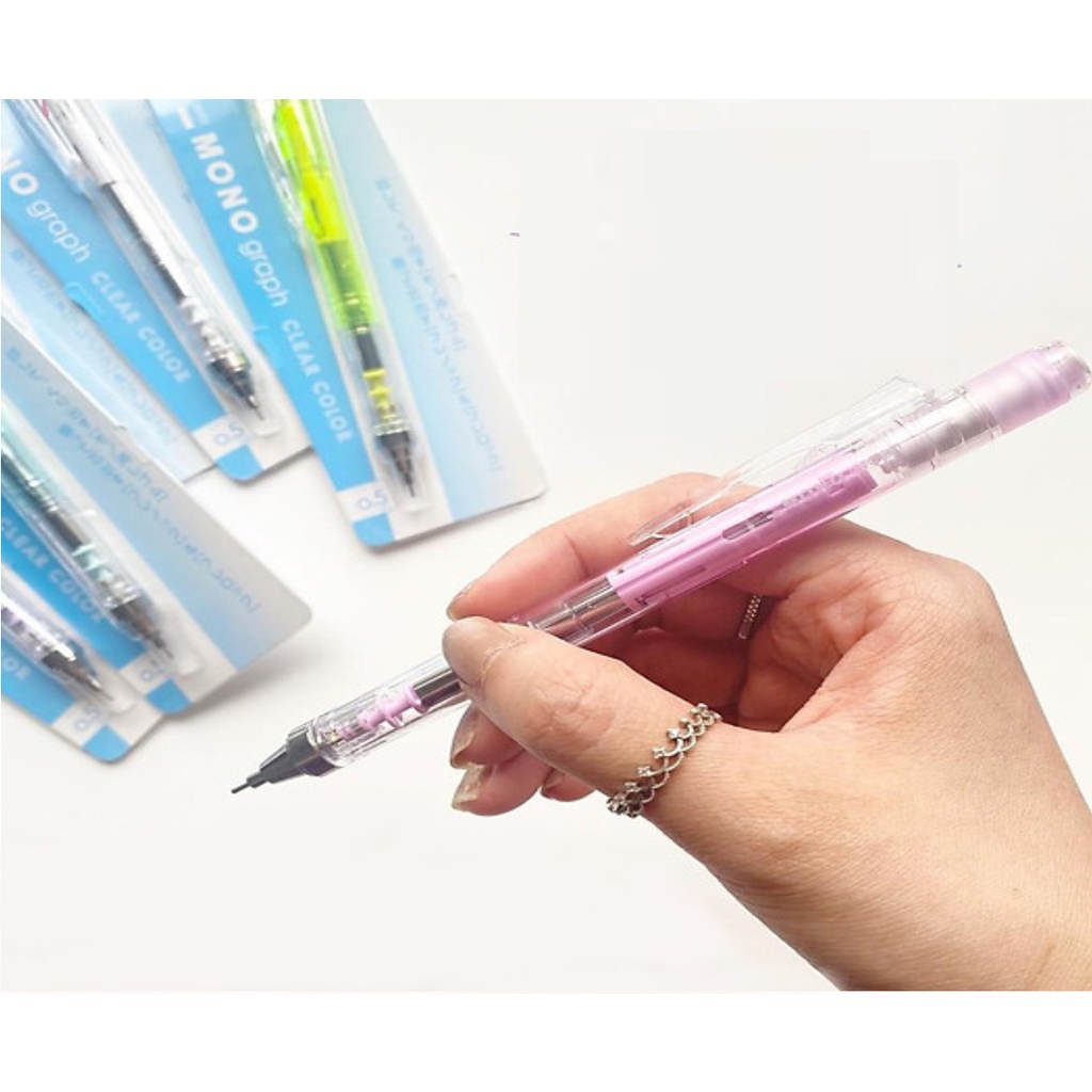 Bút chì bấm kim lắc đẩy ngòi Tombow Mono Graph Shaker Mechanical Pencil – 0.5mm – Vỏ xanh dương (Clear Blue)