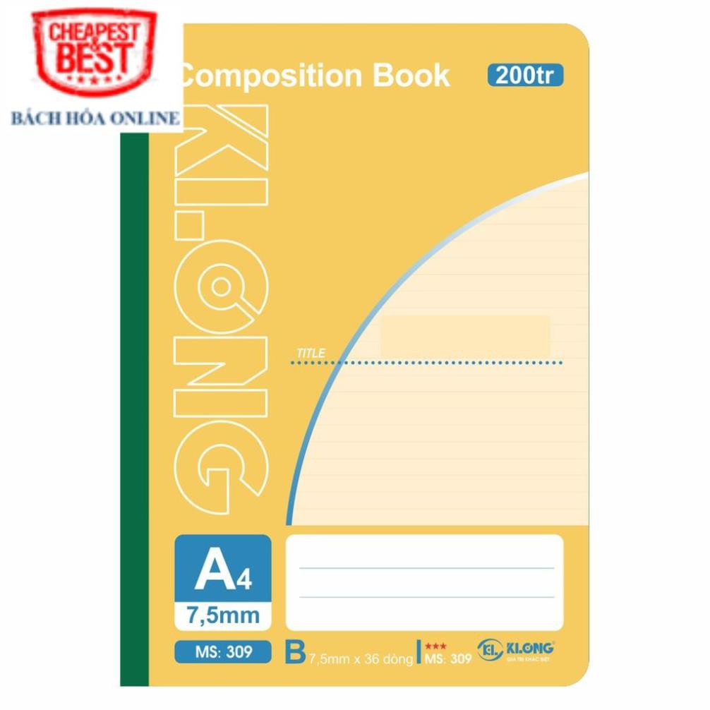 Sổ may KLONG A4 200trang 58/88 Compostion Book; MS: 309