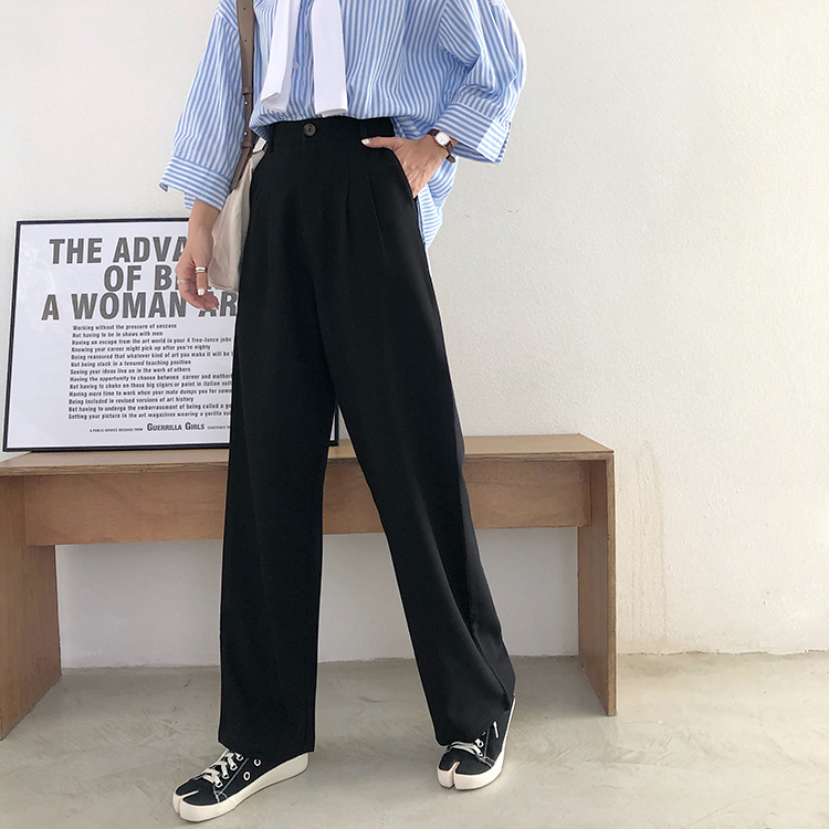 Quần Ống Rộng Lưng Cao Trơn Màu Đơn Giản Xinh Xắn Dành Cho Nữ 36672 | BigBuy360 - bigbuy360.vn