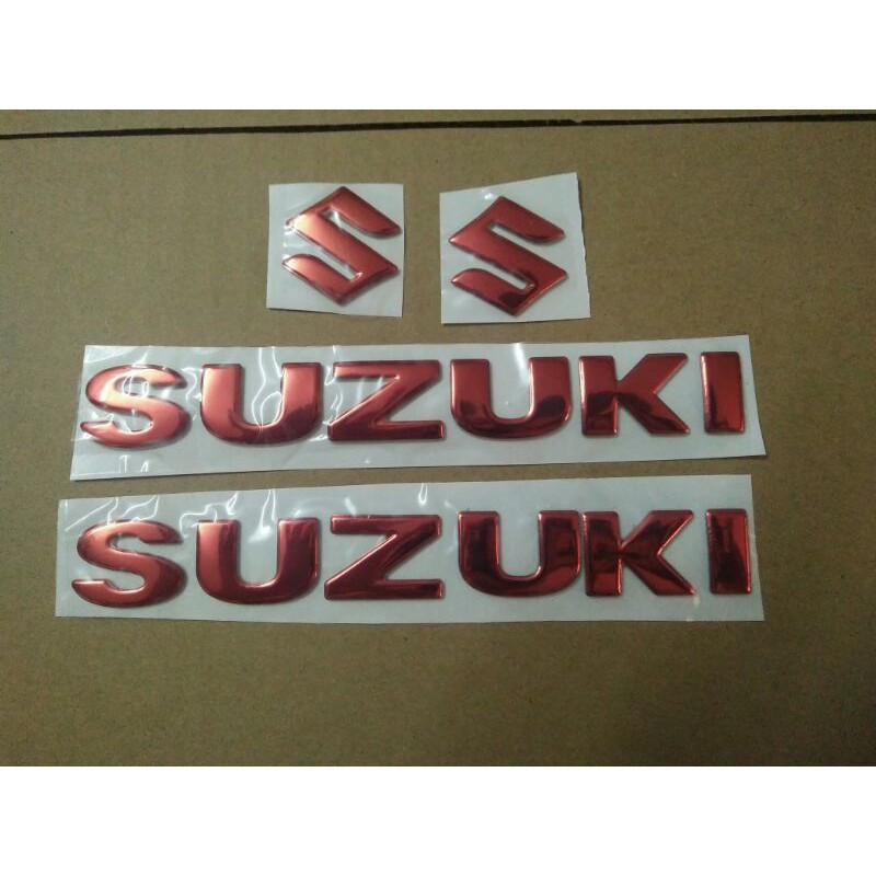 Bộ lô gô chử nổi Suzukii crôm đỏ