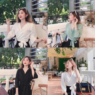 ÁO CROPTOP🔥FreeShip – Xả kho🔥 Trend 2020 ÁO CROPTOP CỔ V BUỘC NƠ MẶC NHIỀU KIỂU TRẮNG ĐỎ ĐEN HOT