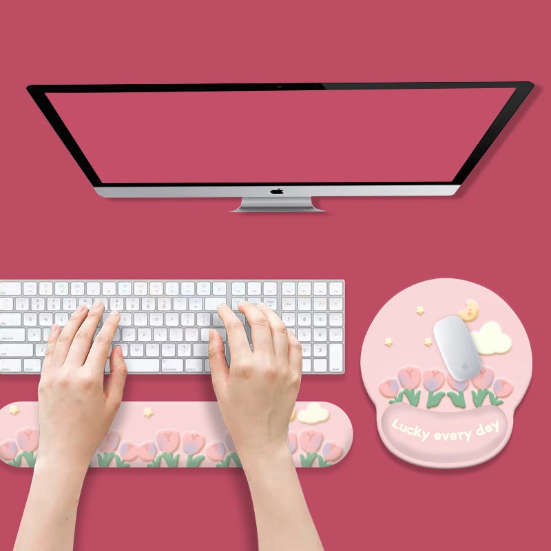 Tấm Lót Chuột Và Bàn Phím Bằng Silicon Họa Tiết Hoạt Hình 3D Chống Trượt Tiện Dụng Cho Văn Phòng/ Nhà Cửa