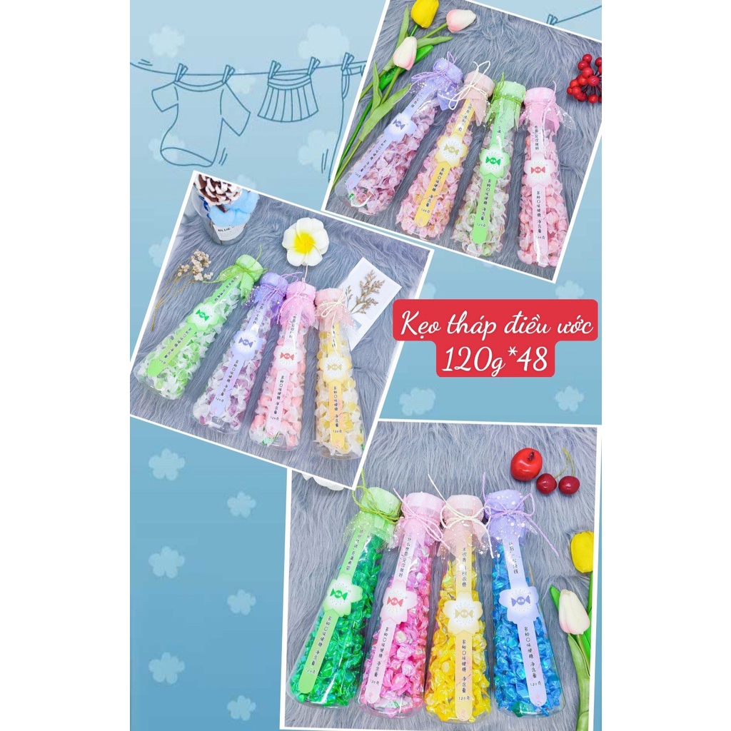 [1 TẶNG 1, Sale siêu rẻ] Kẹo tháp điều ước ( xanh, vàng, hồng, tím ) 120g