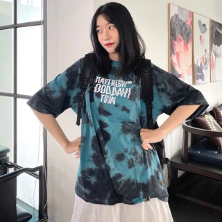 [Áo Kiểu Nữ] Áo Phông Loang Phản Quang Tay Lỡ Tie Dye Tsun Màu Xanh / Đen Unisex
