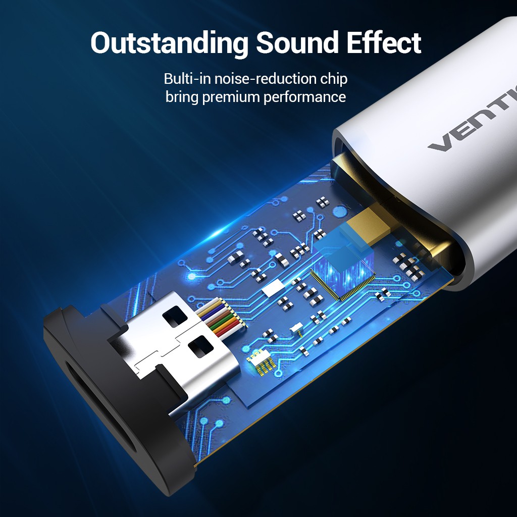 Card âm thanh VENTION USB sang USB-C mạ vàng dành cho tai nghe PS4 PC tiện dụng