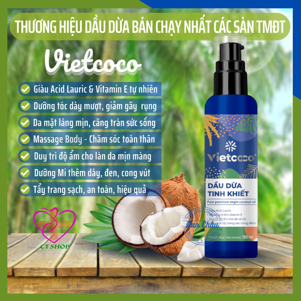 Dầu Dừa Vietcoco Dạng Chai Xịt 130ml Tiện Dụng