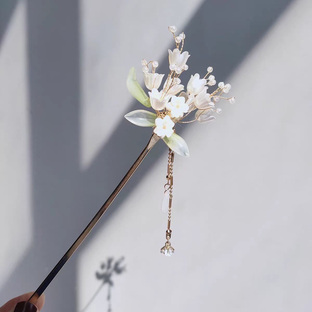 [Aishang Trang Sức Đẹp] Trâm Cài Tóc Tua Rua Phong Cách Hanfu Cổ Điển Thủ Công Hoa Lily of the Valley Series