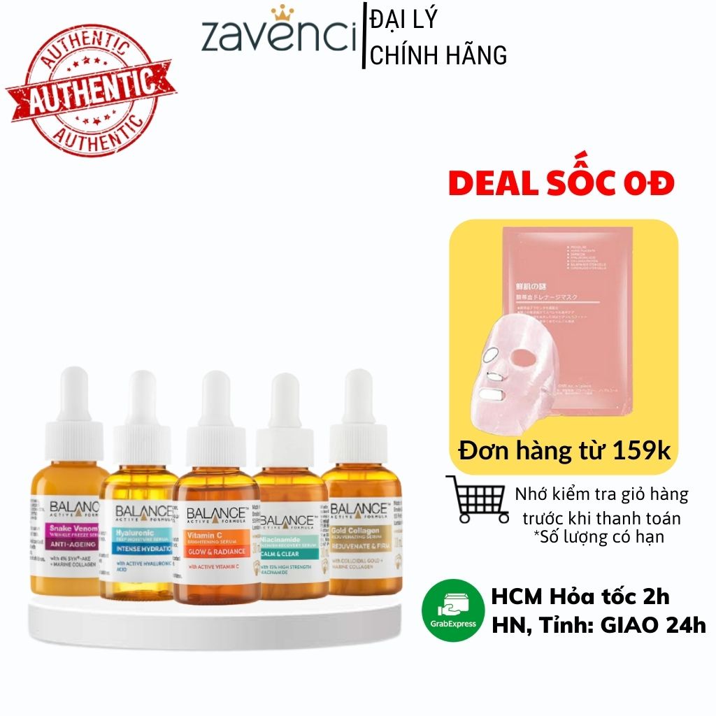 Serum Balance  Active Formula tinh chất vitamin C dưỡng da trắng ngừa mụn 30ml - ZAVENCI Official