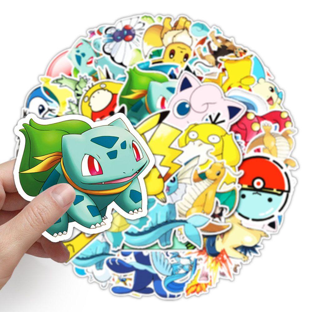 Bộ 50 Miếng Dán Hoạt Hình Pokemon Dùng Trang Trí Phong Cách Cổ Điển