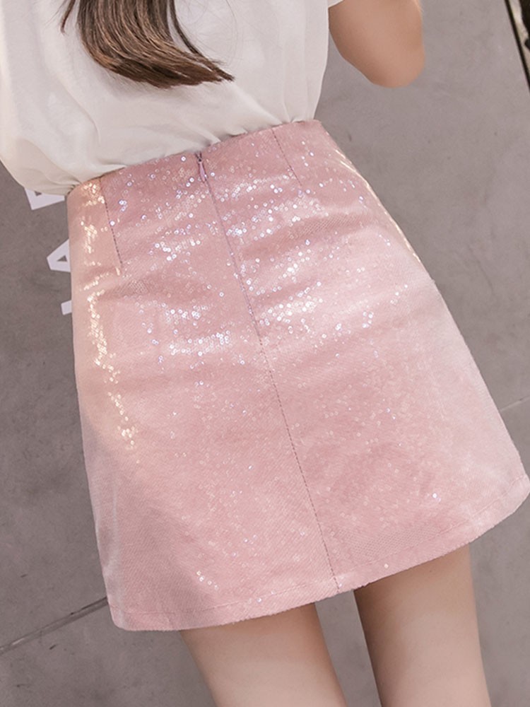 Chân váy sequin lấp lánh dễ thương chân váy chữ A cạp cao V157