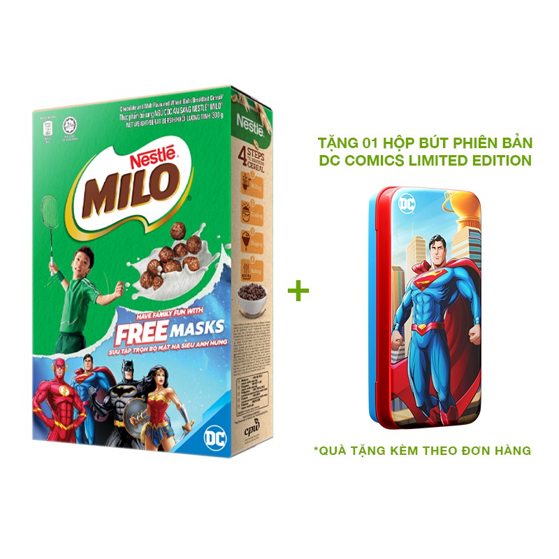 [TẶNG 01 HỘP BÚT PHIÊN BẢN DC COMICS LIMITED EDITION] Hộp Milo 300g - Đổi 2 vỏ hộp tại CGV nhận vé x