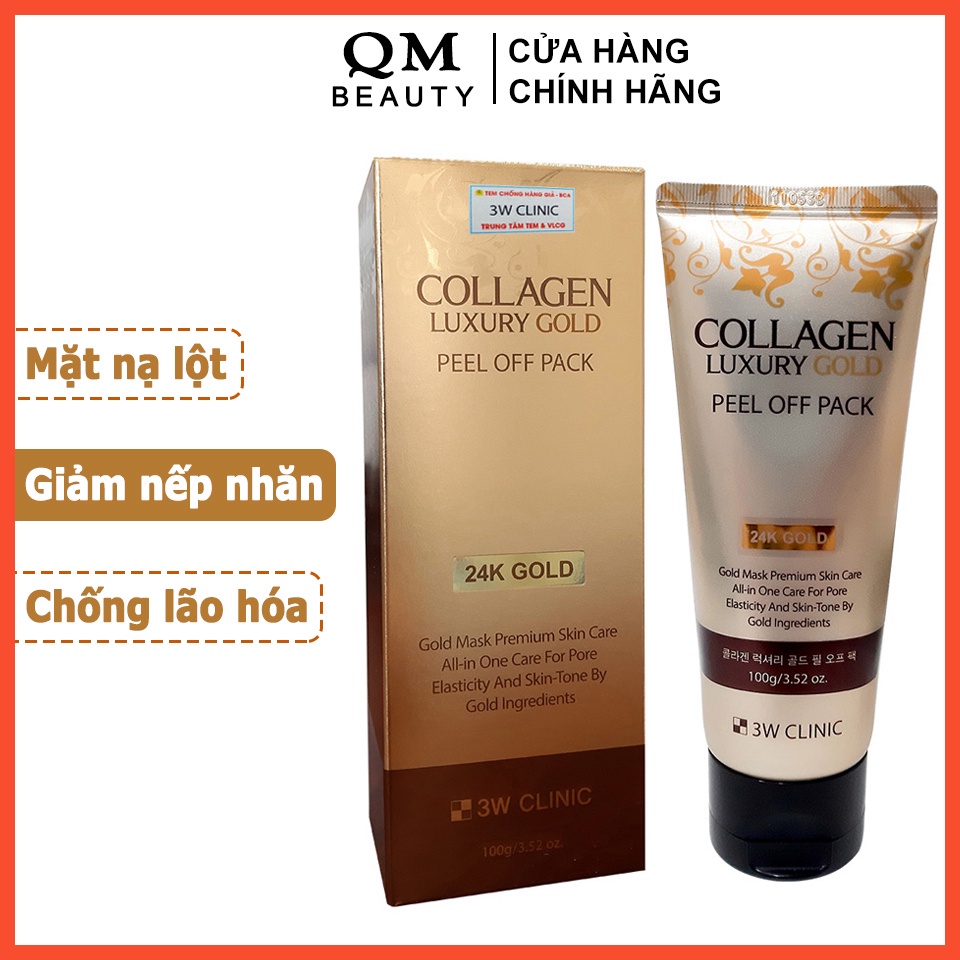 Mặt nạ vàng 3W Clinic Collagen Luxury Gold Peel Off Pack 24K Gold 100g Hàn Quốc