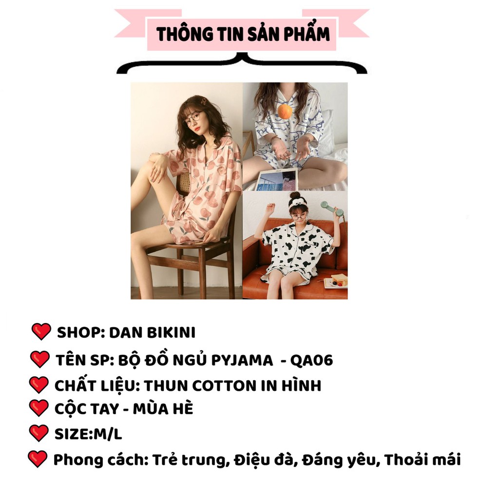 Đồ Ngủ Nữ  ❤️FREESHIP❤️ Đồ Bộ Ngủ Nữ Pyjama cao cấp mùa hè cộc tay - Quần Áo Ngủ Nữ ngộ nghĩnh đáng yêu mã QA06 | BigBuy360 - bigbuy360.vn
