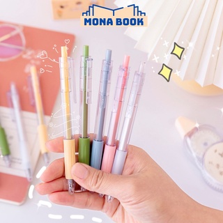Bút bi gel MONABOOK, bút mực màu morandi phong cách Hàn quốc mực đen