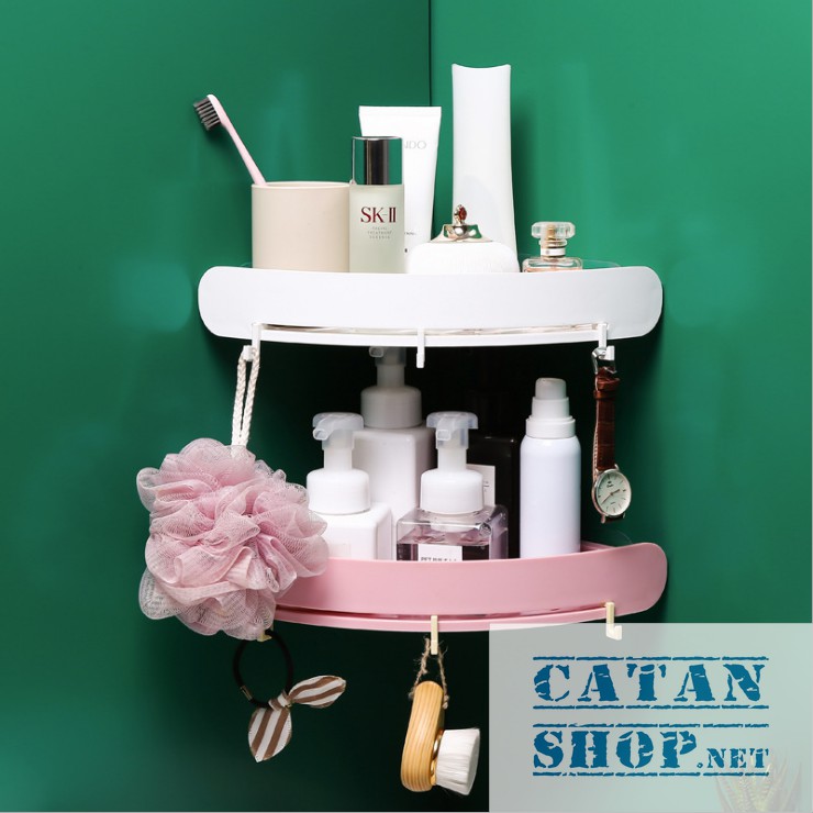 01 KỆ GÓC ĐA NĂNG KÈM 3 MÓC TREO ĐỒ TRONG PHÒNG TẮM, NHÀ BẾP SIÊU TIỆN DỤNG GD231-KNTGOC-3Moc 💖 💖 💖