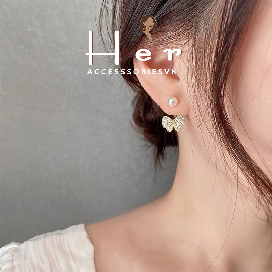 Bông tai, Khuyên tai Nơ điểm hạt trai thanh lịch, Her Accessories H77