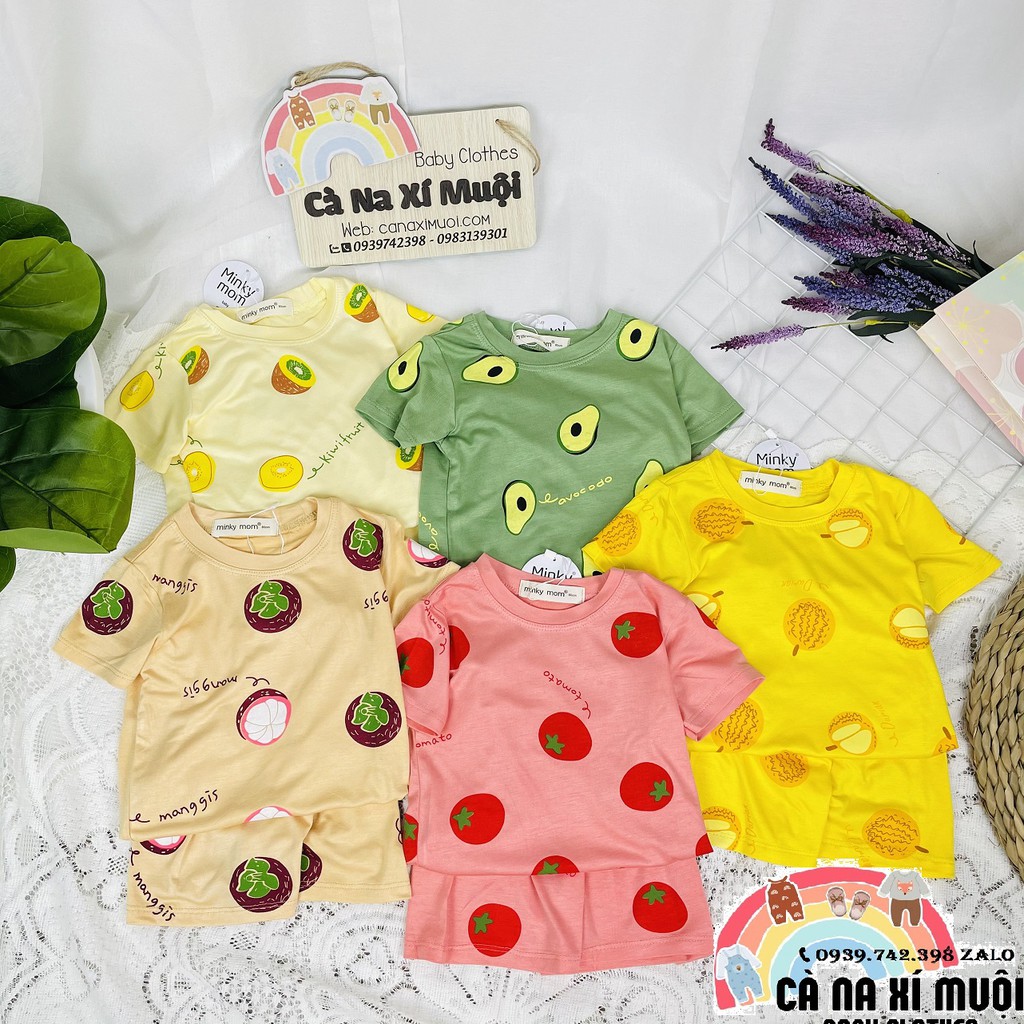 FULLSIZE 6-26kgFREE SHIP Bộ Minky Mom Thun Lạnh Cộc Tay Hàng Chuẩn Hoạ Tiết Dể Thương Cho Bé Gái Bé Trai, Đủ Màu