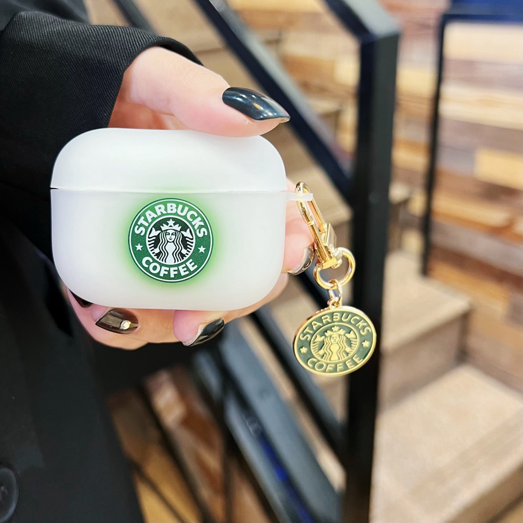 Vỏ Bảo Vệ Hộp Sạc Tai Nghe Airpods 1 2 3 Pro Bluetooth Không Dây Bằng TPU Mềm Mặt Nhám Hình Starbucks Chống Rơi Chống Bẩn