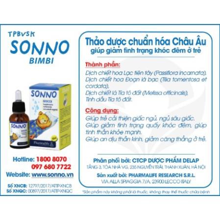 Sonno Bimbi - Thảo dược châu âu giúp bé ngủ ngon, dành cho trẻ khó ngủ, ngủ không sâu giấc (Chai 30ml)