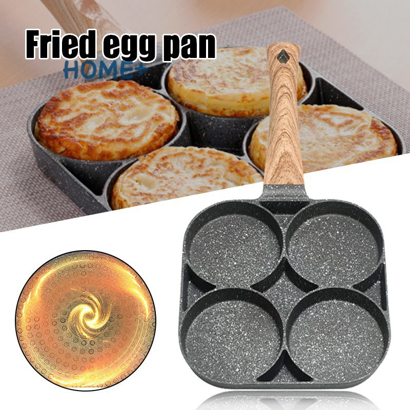 Chảo đá chiên trứng chia ô 4 ngăn, chảo làm bánh đa năng cán g