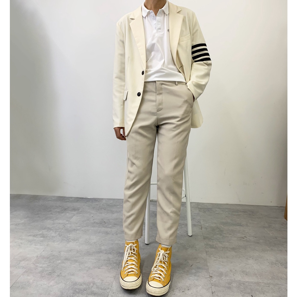 Áo blazer nam phong cách hàn quốc kẻ sọc tay kiểu cách thời trang - B02