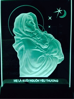 Tranh điện công giáo đèn led: Mẹ Bế Chúa (22x15cm)