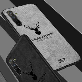 Ốp điện thoại TPU phối vải họa tiết tuần lộc kiểu cổ điển thời trang cho OPPO REALME XT X2 PRO K5 C2 A1K RENO ACE RENO2