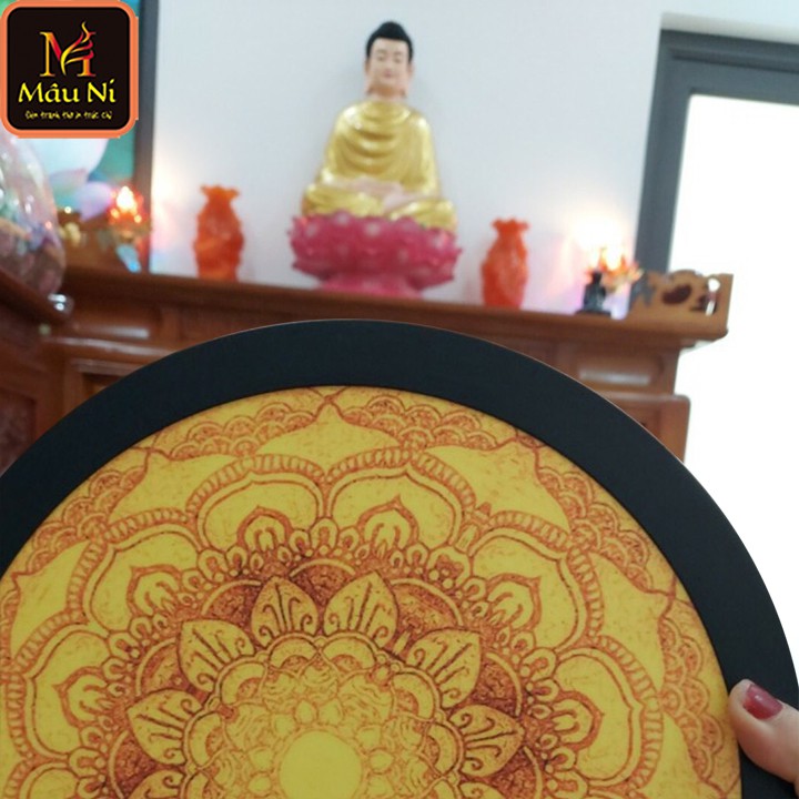 Sx - Đèn thờ Hào quang in tranh trúc chỉ - đường kính 30cm