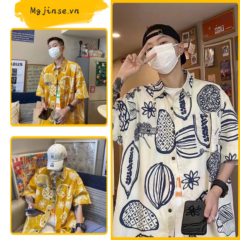 Áo Thun Cotton Tay Ngắn Cổ Đứng Dáng In Họa Tiết Phong Cách Hàn Quốc Thời Trang Dành Cho Cặp Đôi unisex áo sơ mi cộc tay nam