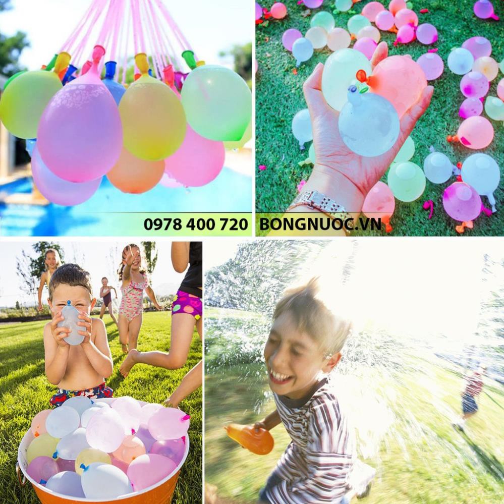 Set 111 quả Bóng bay nước đã được lắp sẵn vào 3 chùm và 1 đầu nối vòi nước - Túi bóng bay nước 111 quả Free Ship